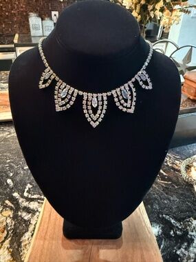 Vintage Rhinestone Chandelier Bib Necklace | Art Deco Style